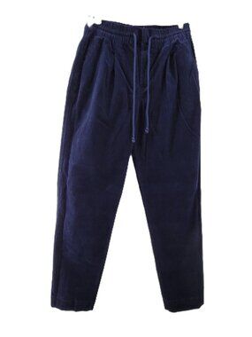Gap Pants Womens 8 Tall Blue Corduroy High Rise Drawstring & Zip Tapered Trouser